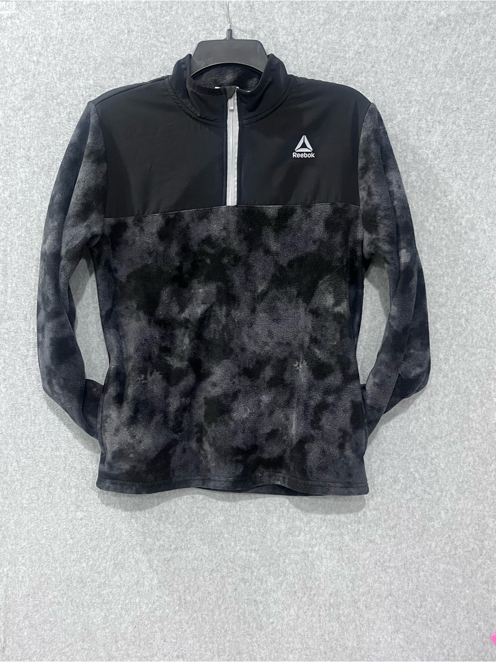 Reebok XL Boys Black Athletic Polar Fleece Pullover  1/4 Zip Size 14/16